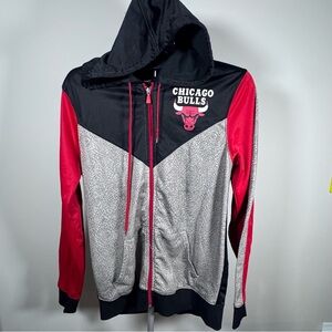 Chicago Bulls NBA Full Zip Hoodie Mens Large Red Black Elephant Print Jacket